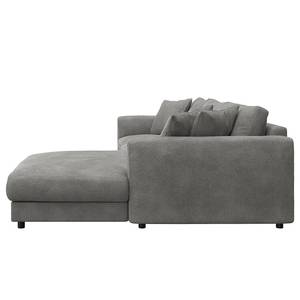 Ecksofa LAYAA mit Longchair Bouclé Stoff Bony: Grau - Breite: 286 cm - Longchair davorstehend rechts