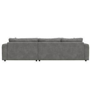 Ecksofa LAYAA mit Longchair Bouclé Stoff Bony: Grau - Breite: 286 cm - Longchair davorstehend rechts