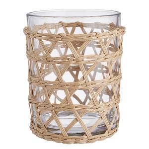 Teelichthalter LE HAVRE Glas / Rattan - Höhe: 12 cm