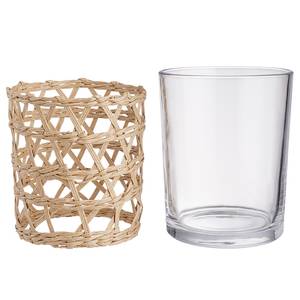 Teelichthalter LE HAVRE Glas / Rattan - Höhe: 12 cm