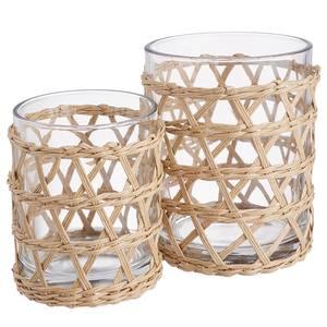 Portalumino LE HAVRE Vetro / Rattan - Altezza: 12 cm