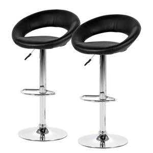 Chaises de bar Kurola - Lot de 2 Noir - Métal - Cuir synthétique - 56 x 100 x 50 cm