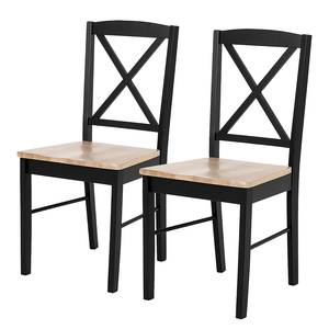 Set di 2 sedie da pranzo Metso Albero della gomma massello - Nero / Albero della gomma