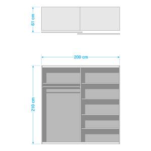 Armoire à portes coulissantes Nilla Verre - Blanc - Imitation pin blanc - Largeur : 200 cm