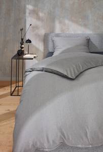 Parure de lit en satin brillante Ease Coton - Gris - 155 x 220 cm + oreiller 80 x 80 cm