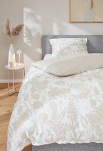 Parure de lit en satin brillante Blossom Coton - Beige - 155 x 220 cm + oreiller 80 x 80 cm