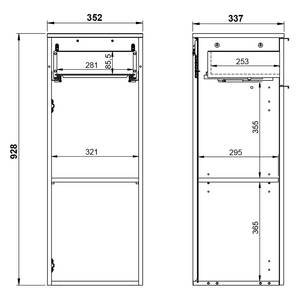 Hangend laag kastje Crandon 36 cm grafietkleurig