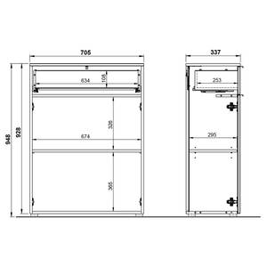 Hangend laag kastje Crandon 71 cm grafietkleurig