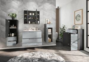 Armoire midi murale Vasio Verre - Gris argenté / Graphite