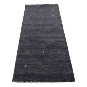 Loper Gabbeh Uni wol - Zwart - 75 x 200 cm