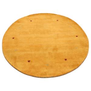 Wollen vloerkleed Gabbeh Uni rond wol - Geel - 80 x 80 cm