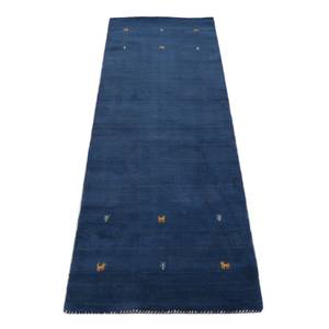 Loper Gabbeh Uni wol - Blauw - 80 x 300 cm