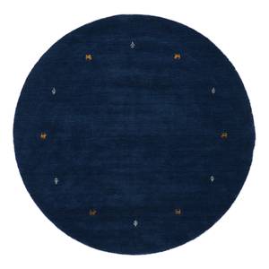 Wollen vloerkleed Gabbeh Uni rond wol - Blauw - 80 x 80 cm