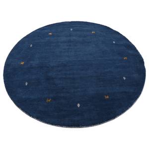 Wollen vloerkleed Gabbeh Uni rond wol - Blauw - 80 x 80 cm