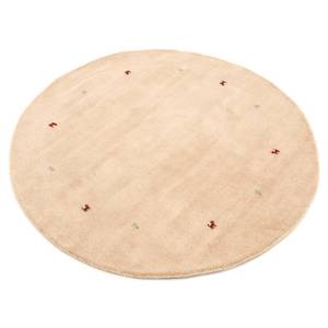 Wollteppich Gabbeh Uni Rund Wolle - Beige - 150 x 150 cm