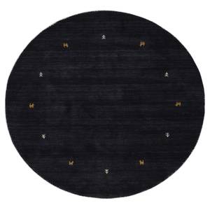 Wollen vloerkleed Gabbeh Uni rond wol - Zwart - 120 x 120 cm