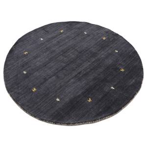 Wollen vloerkleed Gabbeh Uni rond wol - Zwart - 120 x 120 cm