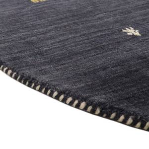 Wollen vloerkleed Gabbeh Uni rond wol - Zwart - 120 x 120 cm