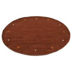 Wollen vloerkleed Gabbeh Uni rond wol - Bruin - 120 x 120 cm