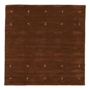 Tapis en laine Gabbeh Uni carré Marron - 60 x 60 cm