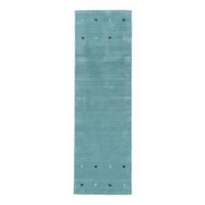 Tapis de couloir Gabbeh Uni Turquoise - 80 x 450 cm