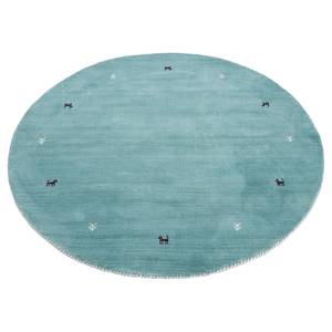 Tapis en laine Gabbeh Uni rond Turquoise - 150 x 150 cm