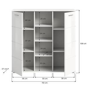 Garderobenkombination Bhanduri 110 cm Hochglanz Weiß / Matt Weiß