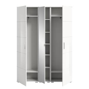 Garderobenschrank Bhanduri 140 cm Hochglanz Weiß / Matt Weiß