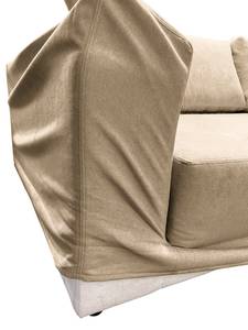 Canapé d’angle Grety housse amovible Tissu Stormy: Beige - Méridienne courte à droite (vue de face)