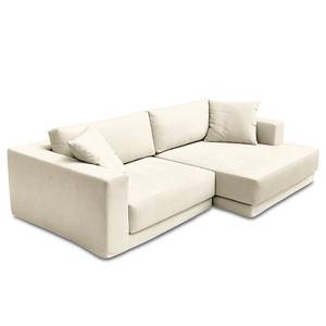 Ecksofa Grety mit Wechselbezug Webstoff Stormy: Creme - Longchair davorstehend rechts