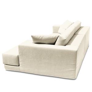 Ecksofa Grety mit Wechselbezug Webstoff Stormy: Creme - Longchair davorstehend rechts