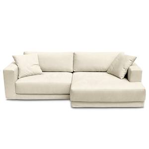 Ecksofa Grety mit Wechselbezug Webstoff Stormy: Creme - Longchair davorstehend rechts