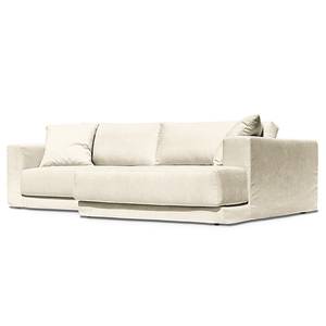 Ecksofa Grety mit Wechselbezug Webstoff Stormy: Creme - Longchair davorstehend rechts