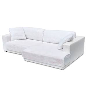 Ecksofa Grety mit Wechselbezug Webstoff Stormy: Creme - Longchair davorstehend rechts