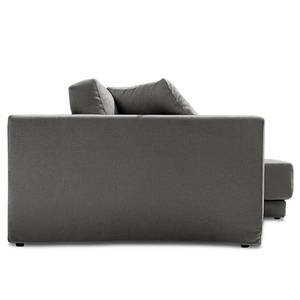 Ecksofa Grety mit Wechselbezug Webstoff Stormy: Dunkelgrau - Longchair davorstehend rechts