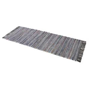 Tapis de couloir Kelim Chindi Gris - 80 x 350 cm