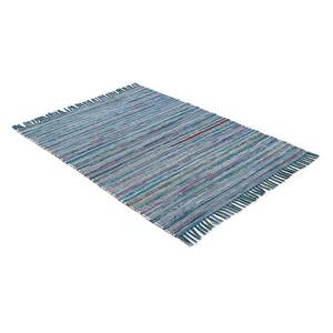 Tapis en coton Kelim Chindi Bleu - 160 x 230 cm