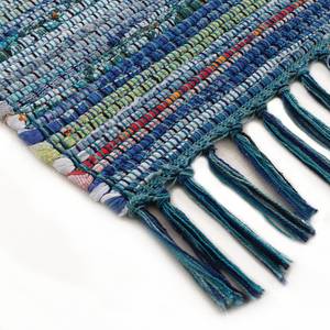 Tapis de couloir Kelim Chindi Bleu - 75 x 240 cm