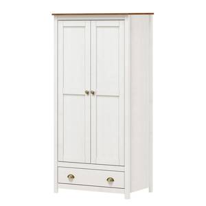 Armoire à portes battantes Akebia Pin massif - Blanc - Largeur : 91 cm