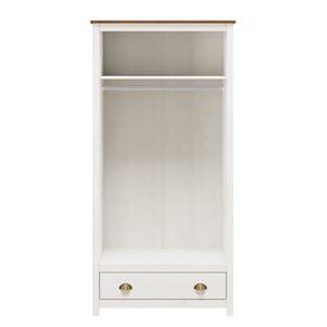 Armoire à portes battantes Akebia Pin massif - Blanc - Largeur : 91 cm