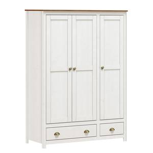 Armoire à portes battantes Akebia Pin massif - Blanc - Largeur : 136 cm