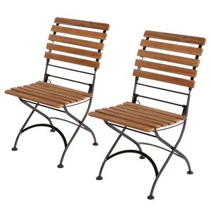 Chaises de jardin PARKLIFE - Lot de 2 Bois d’acacia certifié® FSC / Métal - Noir