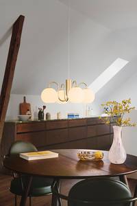 Hanglamp Franca 4 lichtbronnen messing/opaalglas- wit