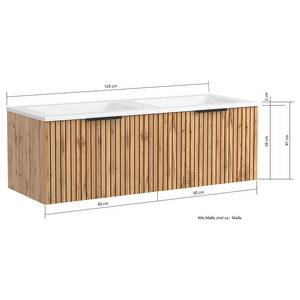 Wastafel BALA met wasbak mineraalmarmer Wotan eikenhouten look - Wit - Breedte: 120 cm