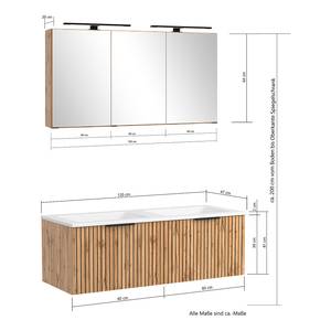 Badkamerset BALA 2-del. mineraalmarmer B incl. verlichting - Wotan eikenhouten look - Wit - Breedte: 120 cm