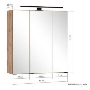 Beleuchteter Spiegelschrank BALA Eiche Wotan Dekor - Breite: 60 cm
