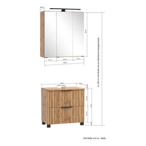 Badkamerset BALA 2-delig WTO type D incl. verlichting - Wotan eikenhouten look/zwart