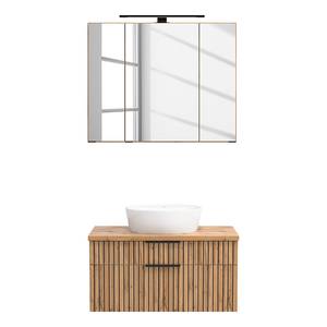 Badkamerset BALA 2-delig keramiek type B incl. verlichting - Wotan eikenhouten look - Wit - Breedte: 80 cm