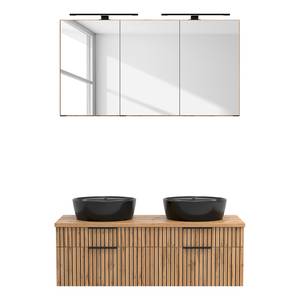 Badkamerset BALA 2-delig keramiek type B incl. verlichting - Wotan eikenhouten look - Zwart - Breedte: 120 cm