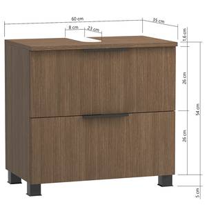 Badkamerset Rothbury 2-delig WTO type B incl. verlichting - Canello eikenhouten look/zwart